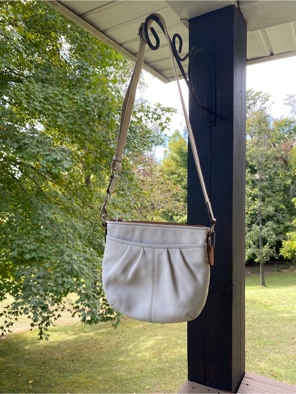 Coach Pleated Soho Crossbody/ Swing Pack in the color chalk